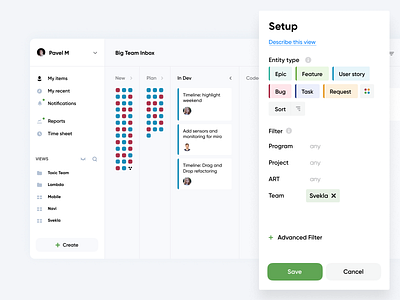 Targetprocess agile app clean design kanban targetprocess ui ux