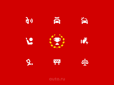 Auto.ru car glyphs icons set