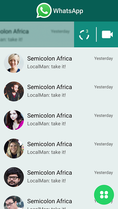 WhatsApp 3 app design ui