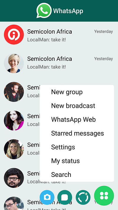 WhatsApp 4 app design ui