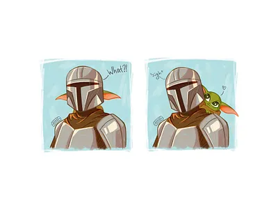 Mandalorian baby yoda character character design digital art digital drawing digital illustration drawing fanart funny drawing illustration mandalorian painting procreate starwars yoda