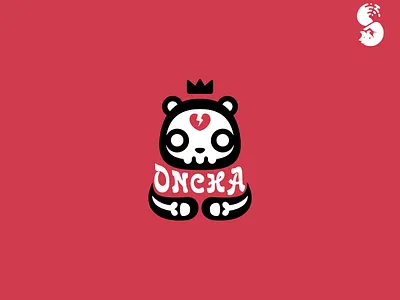 Oncha Logo bear branding crown cute funny heart logo skeleton skull vector