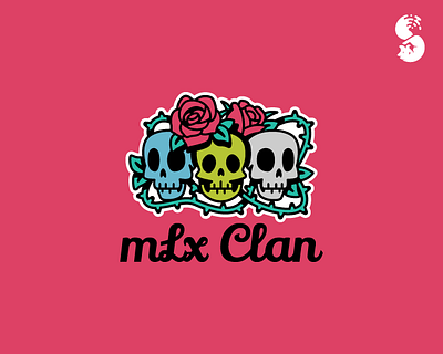 mLx Clan Logo branding cute design logo nature roses skull thorns vector