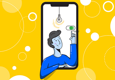 Switch off phone. Vector illustration adobe illustrator app application art bright diversity illustration illustrator man people ui ui elements uiux vector vectorart