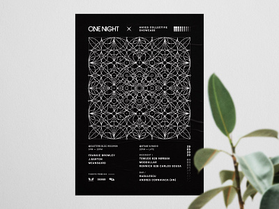 One Night Flyer abstract details digital etching flower of life flyer geometric grid illustration linework manchester monochrome music nature pattern psychedelic technical techno utility