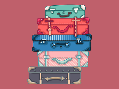 Suitcases 2d ai art cartoon design illustration vector