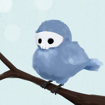 Skull bird art bird bird illustration blue dead feather illustration photoshop procreate skull