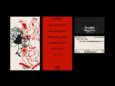 Double Negative Menu Card beer brand illustration business card character colorful design illustration logo menu
