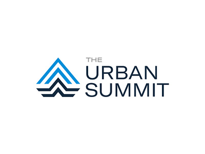 Urban Summit arrow blue brand brand identity branding conference design logo memphis navy pyramid river summit triangle urban water