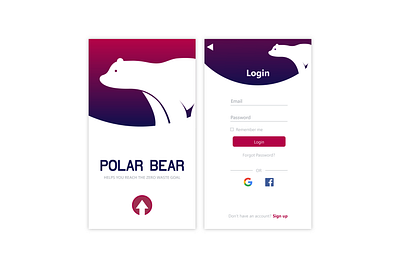 Polar Bear UI app blue cold gradient polar bear polarbear ui ui ux ui design uidesign uiux ux ux ui ux design uxdesign uxui vector white zero waste zerowaste