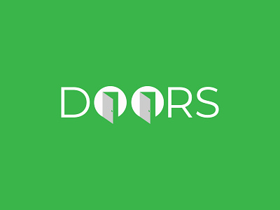 Doors door doors exit green icon logo logodesign minimalist simple vector white wordmark