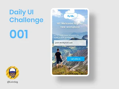Daily UI Challenge 001 - Sign Up page blue challenge dailyui design happy new year landscape mobile sign up sky start page ui