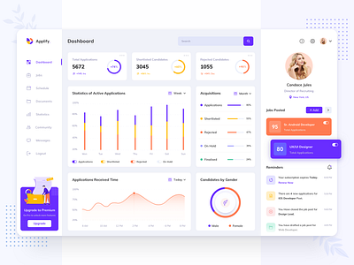 Applify - Job Management Dashboard abstract app app design colors dashboard event hr illustration job job application management pattern product design recruiter schedule task ux web web design website