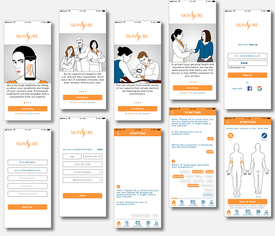 Skinsure- App to diagnose skin disorders app image recognition medical app skin care ui