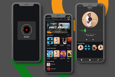 Music Aplikasi (Dark Mode) app design illustration invision logo music music app music player musik ui ux