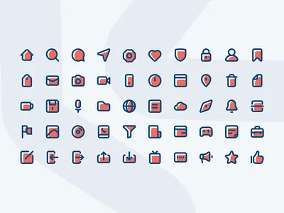 50 Essential Icon classic blue color essential icon design icon set ui