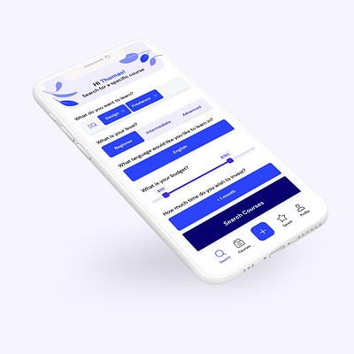 Online Course App - Advanced Search app application blue course course app coursera courses design mobile mobile ui product product design search skillshare udemy ui