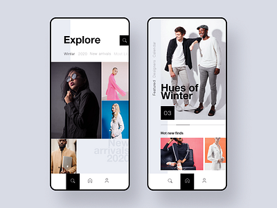 Hues app clothes clothing fashion minimal mobile shop ui ux