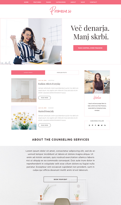 Clean women blog design. clean creative minimal