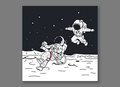 Astronaut art astronaut drawing illustration landing moon nasa space