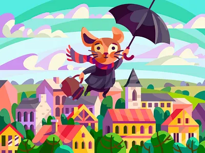 Little traveler animal art cartoon character comic design digital illustration town traveling vector
