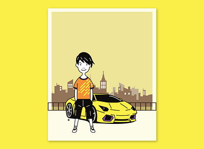 Lamborghini Boy art automotive boy car drawing illustration italy kids lamborghini sport street town
