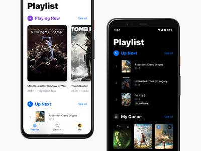 Arcadio Mobile Exploration app arcadio clean clean ui games gaming google pixel mobile mobile app mobile design pixel 4 playlist queue themes