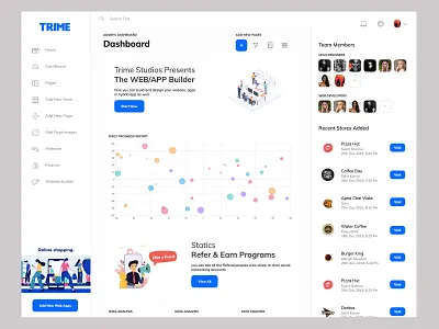 Trime Studios's Website Builder branding clean ui dashboad dashboard design design illustration trime ui ux website builder