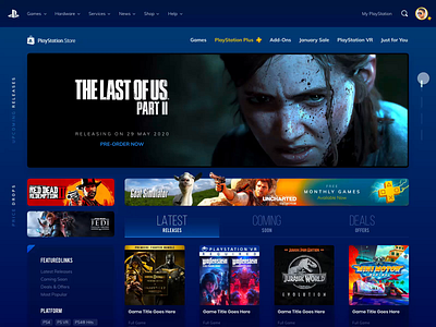 Playstation Store Web Version Redesign Concept browser desktop game marketplace marketplace listing product page design redesign typography uidesign ux design web design