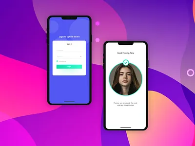 Facial Recognition authentication facial recognition gradient greeting login form login page personalize purple ui design ui ux uiux verification