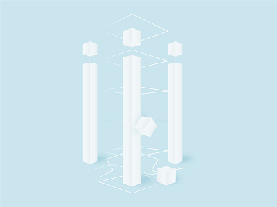 Pillars abstract column cube illustration minimal minimalism pillar post vector white