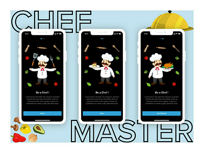 Walkthrough Screens - Dark Mode for chef master app chef chef master dark dark theme food ios master onboarding ui uiux ux walkthrough