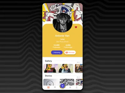 App Find your artist - User Profile adobe adobe photoshop adobexd app design artist dailyui dailyui006 design ui ui ux user profile ux