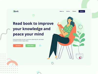 Book Reading Header Concept! affinity designer book bookreading bookreadingheader branding charecter colorful creative design header header exploration illustration kshuvon typography ui ux vector webdesign