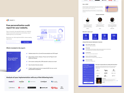 Personalization landing page convertcart freeaudit india landing page landing page design landingpage ui ui design uiux web website website design