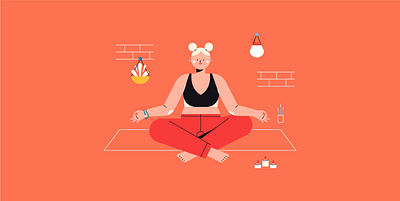 Youni - Yoga Illustration 02 flat flat design girl home illustration personal project vector yoga yoga pose yogi