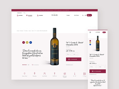 Vino - Product detail page branding design ecommerce mobile responsive design ui ux web website wine