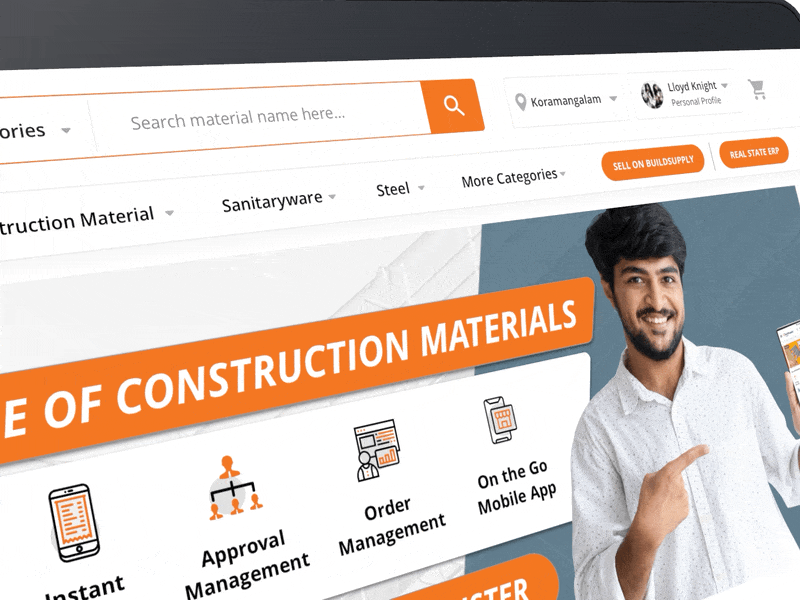 Ecommerce - Construction Material animation clean design inspiration mockup web webdesig website design