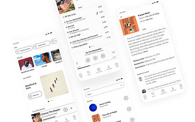 Music Player adobe xd app application branding design flat minimal mobile app design music music app music player play player shuffle song soundtrack track ui ux white