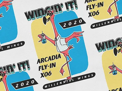 Arcadia Fly-In flamingo illustration vintage