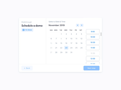 Schedule Demo Exploration animation clean design fields flow indicators inputs interaction light minimal modal modern scheduling ui ux web window