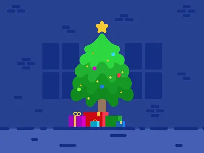 Christmas Tree affinitydesigner christmas christmas tree decor decoration gifts holidays home illustration indoors minimalism presents scenes star tree twinkle vector