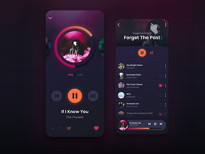 Music Player app design daily ui dailyui dark ui mobile music app music player ui