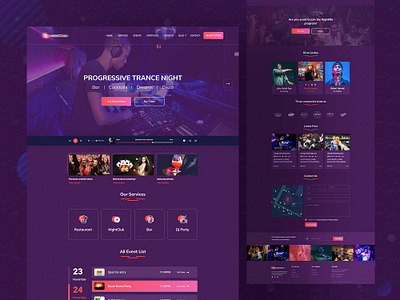 Night Event Landing Page agency clean clean design clean ui color colorful creative dark ui design event design landing landing page design music nightclub nightlife typography uidesign uiux uxdesign website