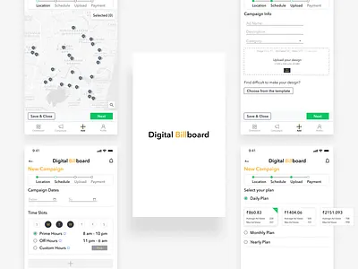 Digital Billboard (Add Campaign) advertisement advertising app billboard billboard design campaign campaign design campaigns color design digital gradiant mobile app design payment method scale ui uidesign uiux ux uxdesign