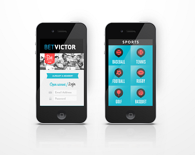 Bet Victor betting games mobile app ui ux