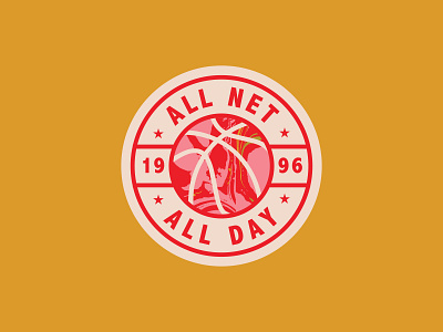 All Net, All Day basketball groovy hippie hippy retro sixties slam dunk texture typography vintage badge