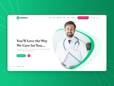 Health Medical Clinic PSD WebTemplate clean web template design green health care illustration landing page medical template minimal web template psd web template red ui ui ux ui design ui ux designer ux ux design web template design