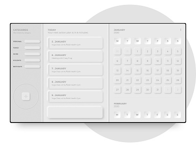 Neumorphism Cal calendar design digital design grays liverpooldesigner ui xd design