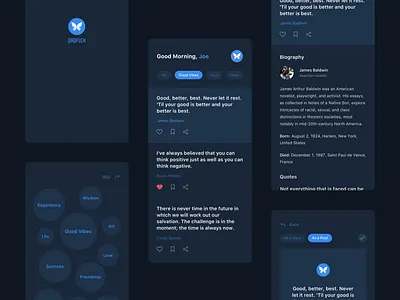 Quotes Application Dark Mode blue branding charts dark app dark ui design free ios ios app design ios application mobile app mobile ui quote quotes ui ui ux design ui desgin